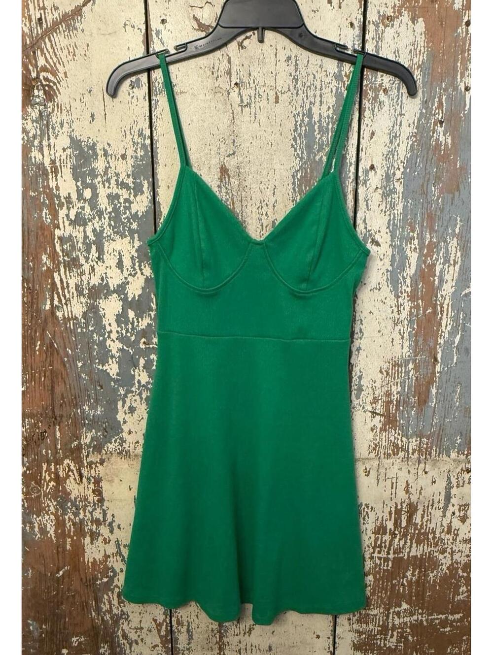 Wild Fable Green Ribbed Knit Short Sleeveless Dress, size Small